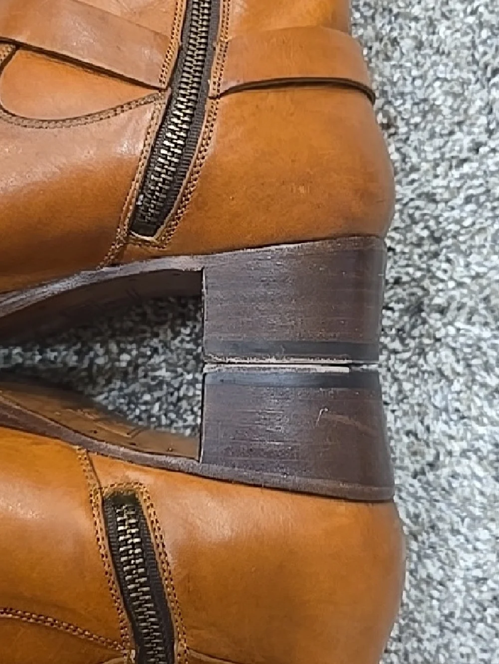 Frye Dara Cognac Leather Chukka Biker Boots with Side Zip